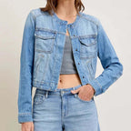 Women's Denim Jacket with Relaxed Fit