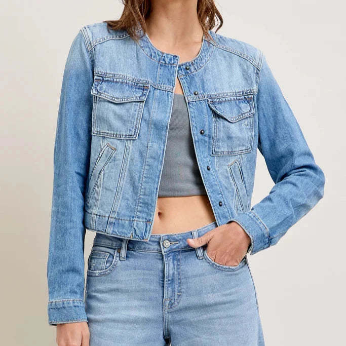 Women's Denim Jacket with Relaxed Fit