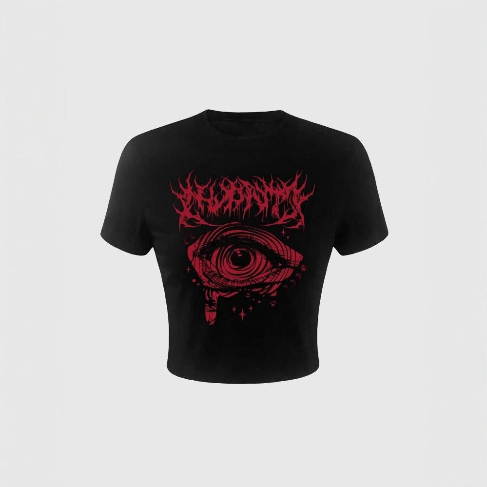 Women's Crop T-Shirt with Artistic Graphic and Statement Print