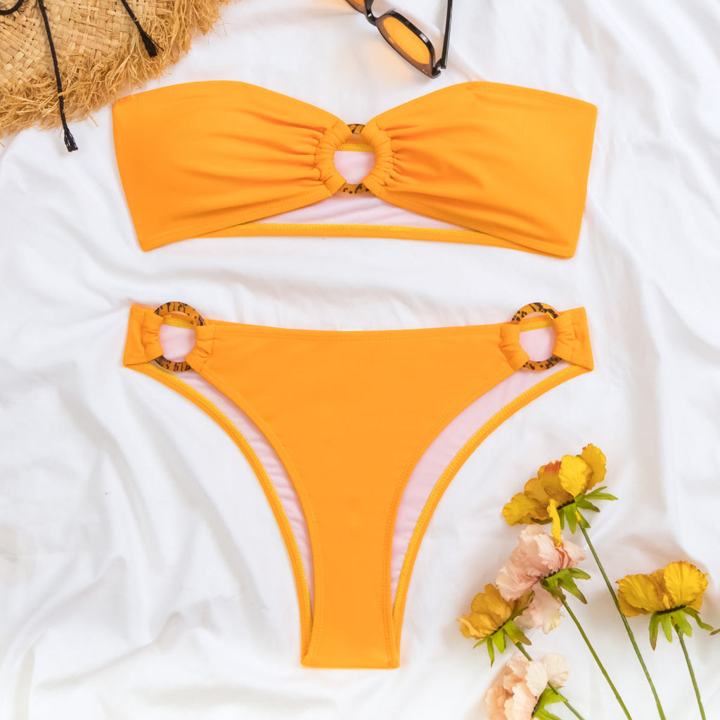 Women's Bandeau Bikini with Fashionable Ring Details