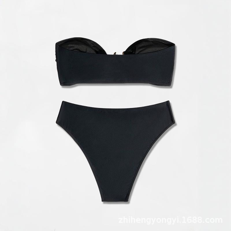 Women's Bandeau Bikini with Elegant Design Element