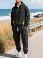 Men's Half-Zip Hoodie and Cargo Jogger Set