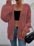Women's Patterned Cardigan in Casual Oversized Design with Deep Pockets and Wave Texture