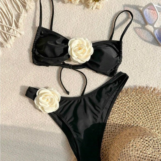 Women's Bandeau Bikini with Floral Details