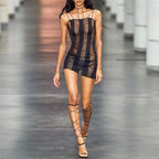 Women's Ribbed Bodycon Jumpsuit with Elegant Straps