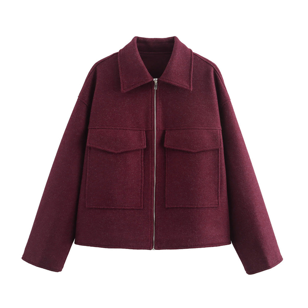 Women's Cropped Utility Jacket with Large Pockets and Modern Cut