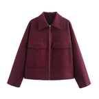Women's Cropped Utility Jacket with Large Pockets and Modern Cut