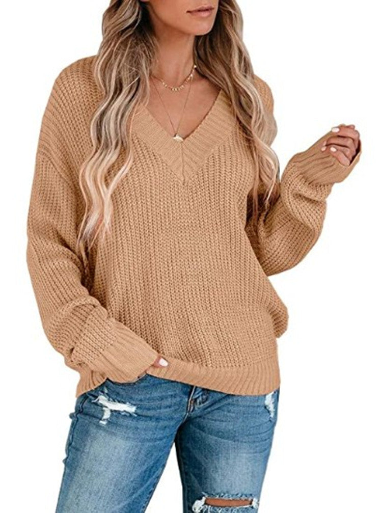 Women's V-Neck Fine Knit Pullover