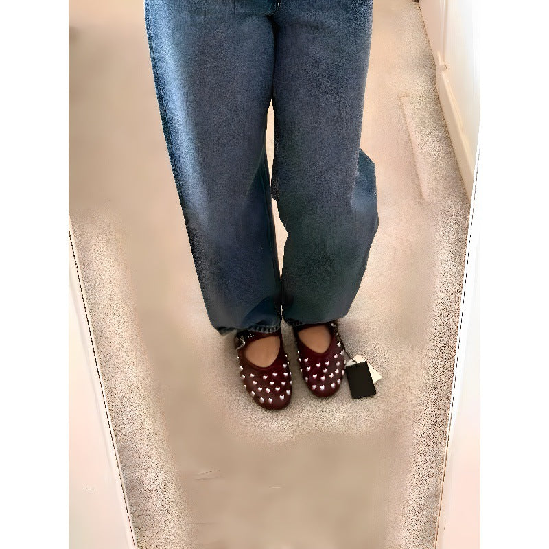 Women's Ballet Flats with Decorative Metallic Studs