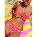 Women's Floral Bandeau Bikini with Adjustable Straps