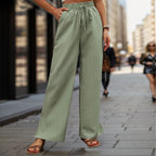 Women's Elegant and Comfortable Wide-Leg Pants with Elastic Waist and Drawstring