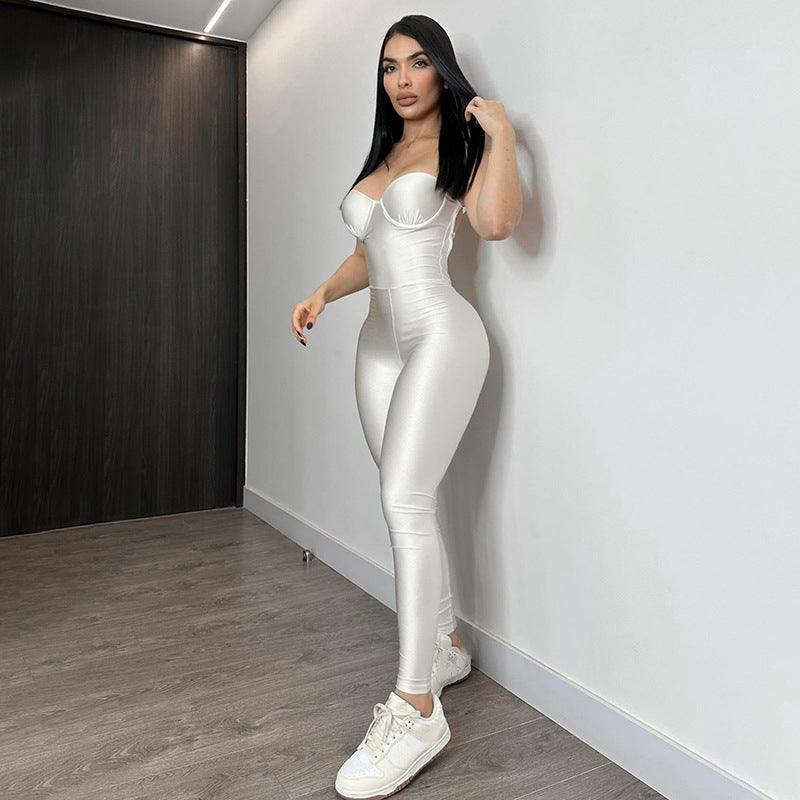 Women's Form-Fitting Jumpsuit with Underwire Bustier