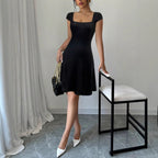 Women's Sleeveless A-Line Dress with Square Neckline