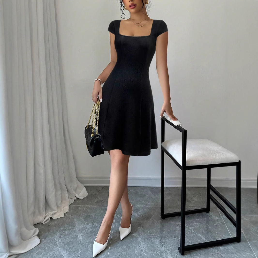 Women's Sleeveless A-Line Dress with Square Neckline