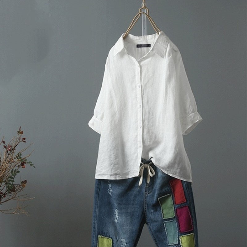 Women's Shirt with Elegant Collar and Casual Cut