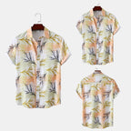 Women's Short-Sleeve Shirt with Creative Plant Print and Airy Fit