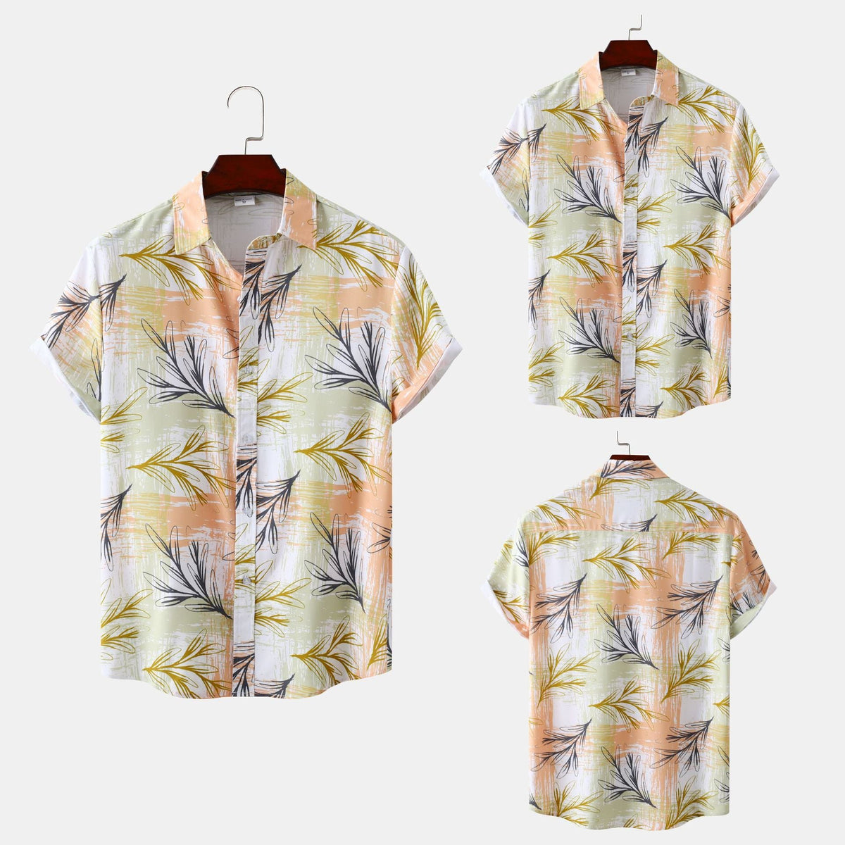 Women's Short-Sleeve Shirt with Creative Plant Print and Airy Fit