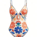 Women's Swimsuit with Floral Design and Removable Skirt