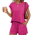 Women's Comfortable Lounge Set with Elastic Waist and Pockets