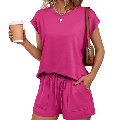 Women's Comfortable Lounge Set with Elastic Waist and Pockets