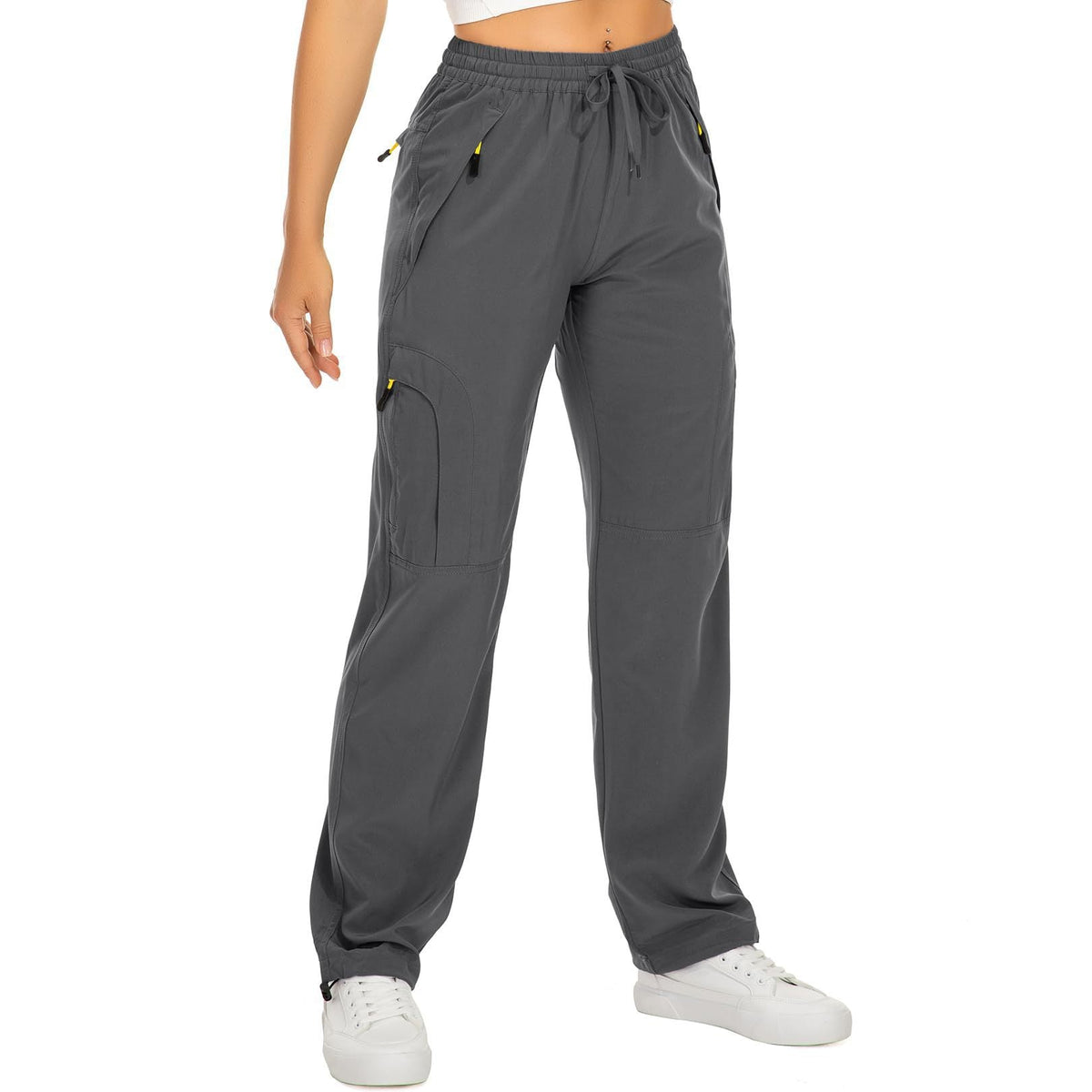 Women's Cargo Pants with Side Pockets and Elastic Waistband