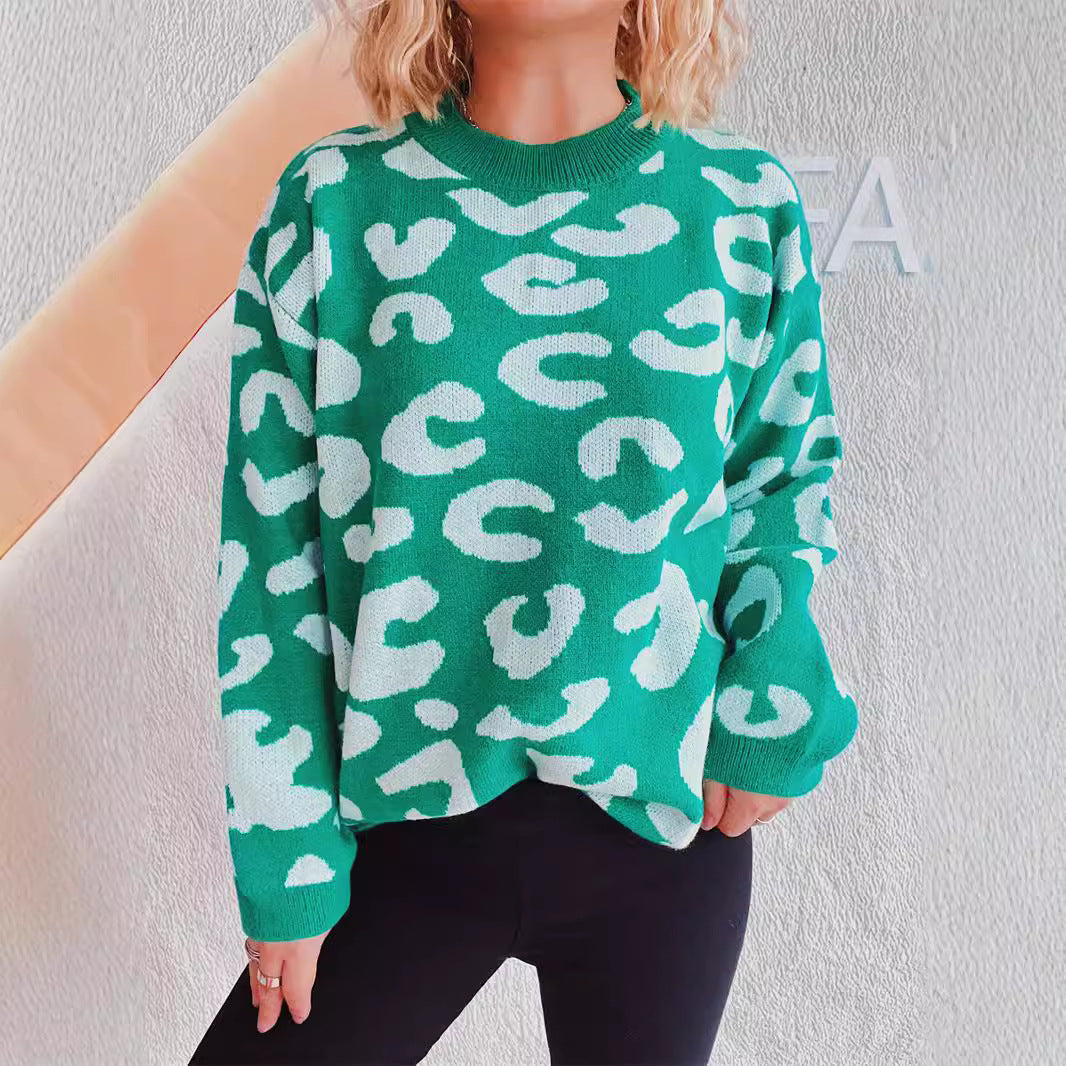 Women's Cozy Modern Leopard Print Sweater