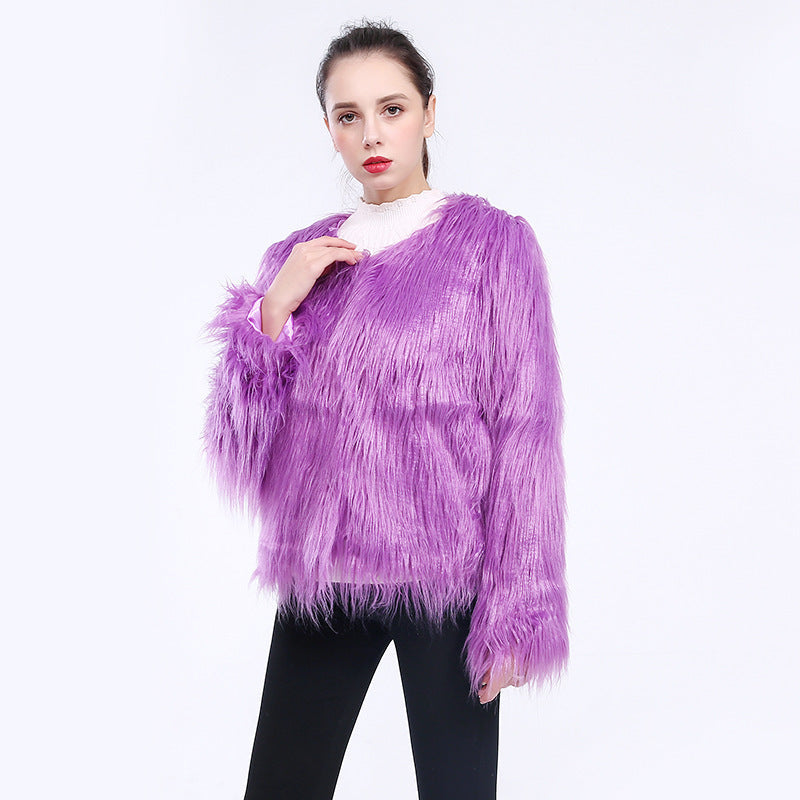 Women's Cozy Faux Fur Open-Front Long-Sleeve Coat
