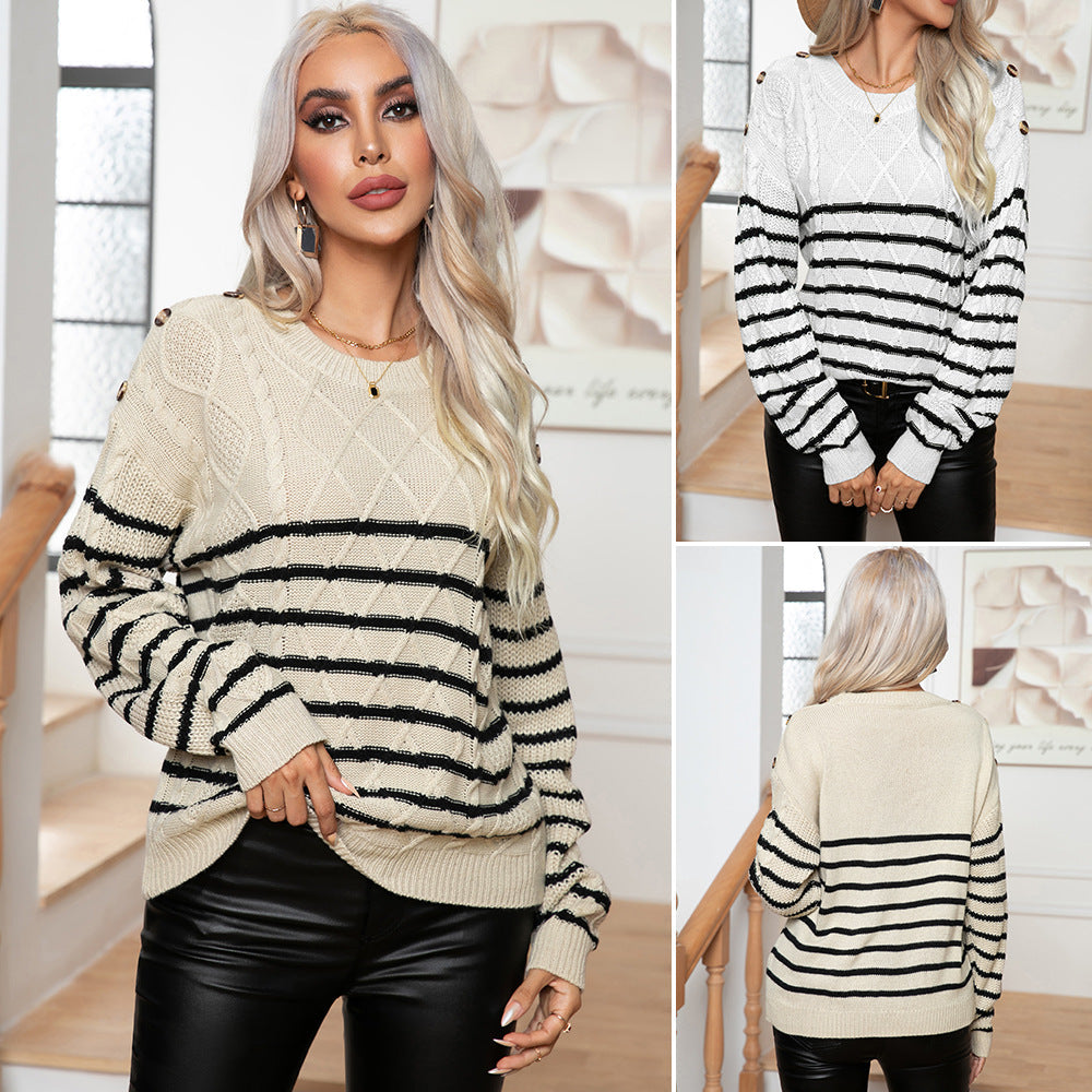 Women's Patterned Knit Sweater with Elegant Details