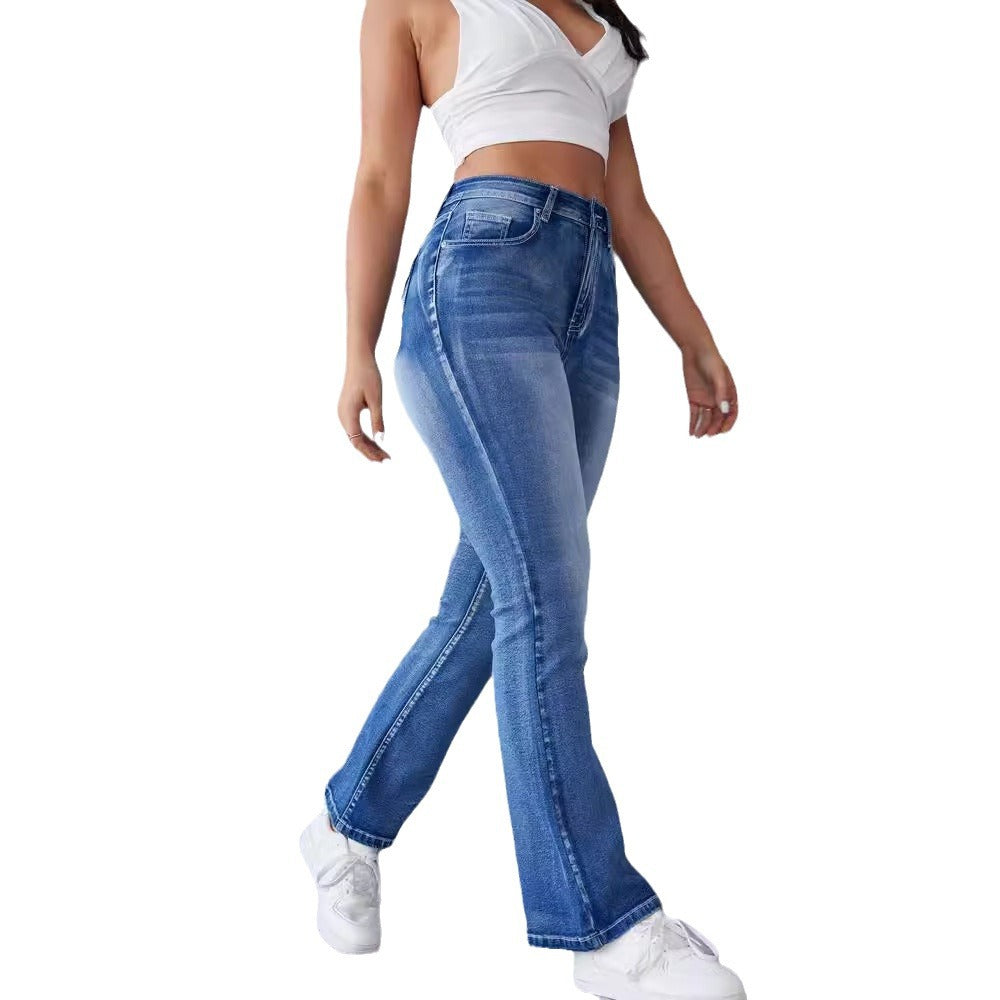 Women's Bootcut Jeans with High Waistband and Stretch
