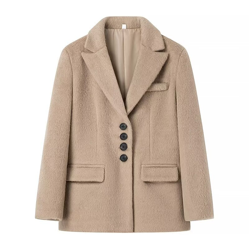 Elegant Velour Jacket with Classic Button Details