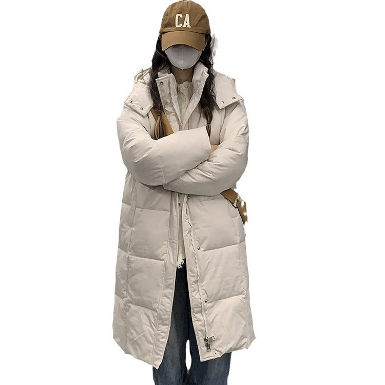 Women's Long Quilted Coat with Practical Pockets