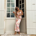 Women's Floral Maxi Dress with Adjustable Straps and Figure-Hugging Cut