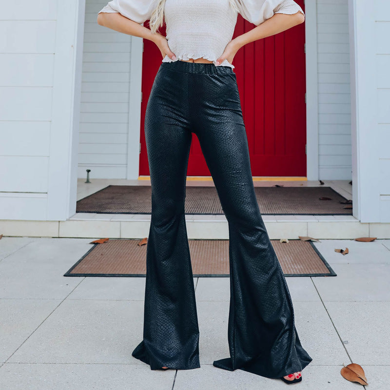 Women's Elegant Snake Print Flare Pants