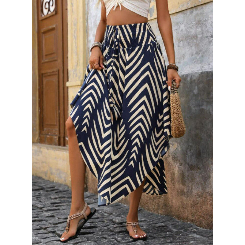 Women's Maxi Skirt with Elegant Paisley Pattern and Elastic Waistband