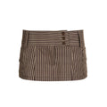 Women's Mini Skirt with Decorative Button Details and Vertical Stripes