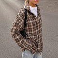 Women's Plaid Overshirt in Casual Cut with Oversized Sleeves