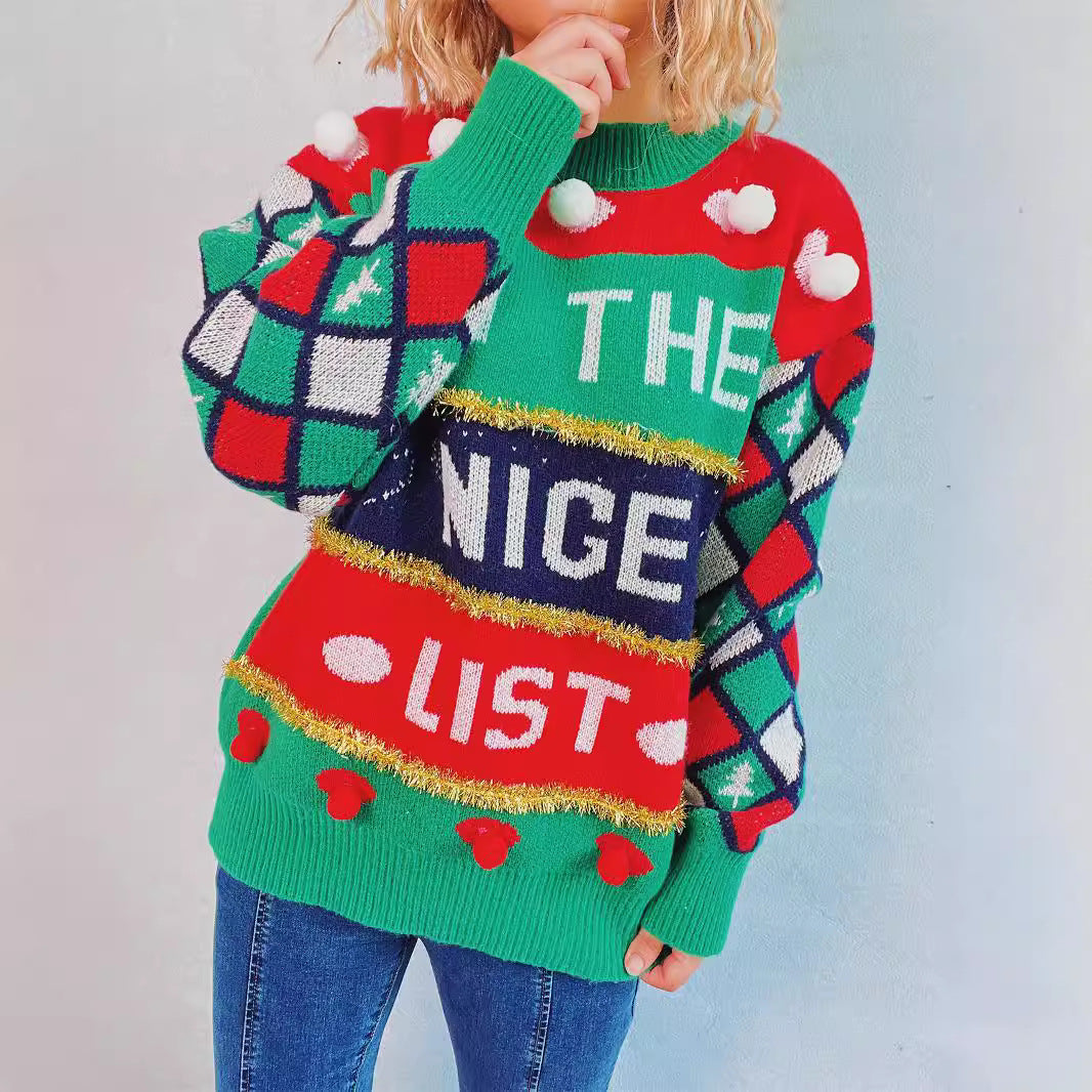 Women's Festive Holiday Pullover with Playful Details