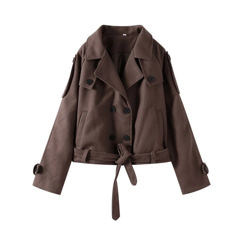 Elegant Wool Jacket with Double-Breasted Button Front