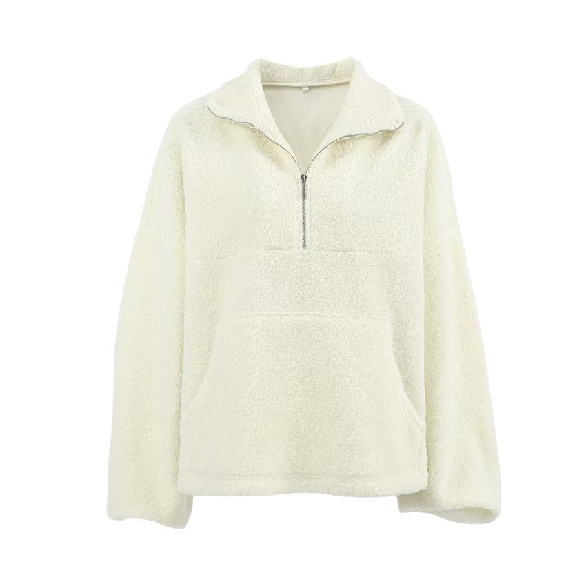 Women's Fleece Sweater with High Collar