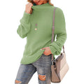 Women's Chunky Knit Sweater with High Collar and Textured Surface