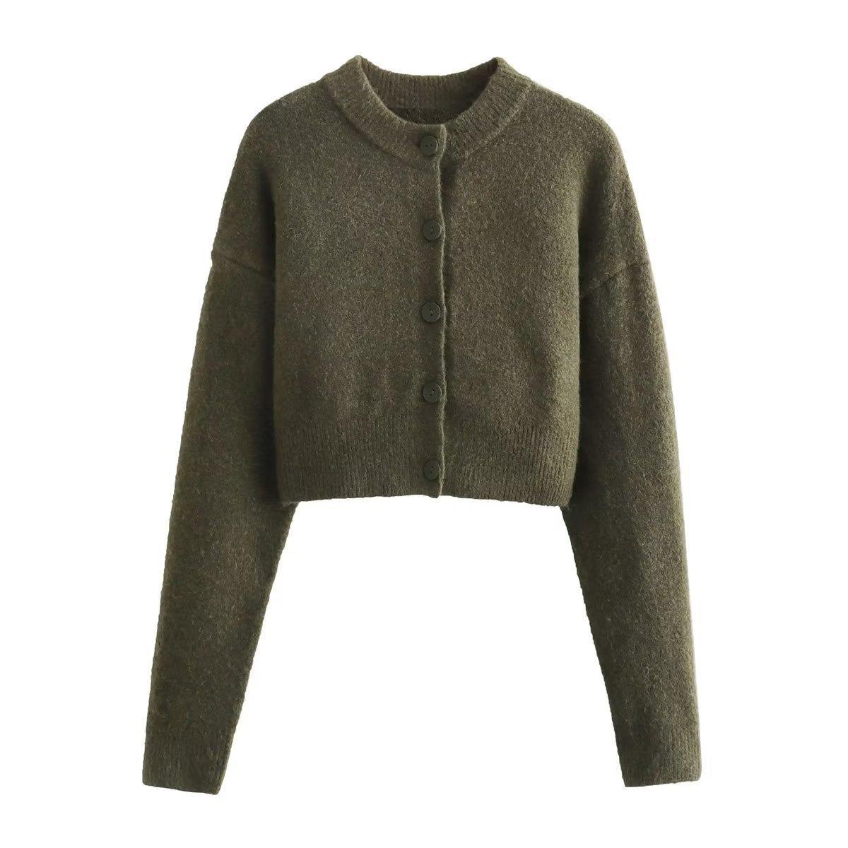 Women's Cropped Cardigan with Modern Buttons
