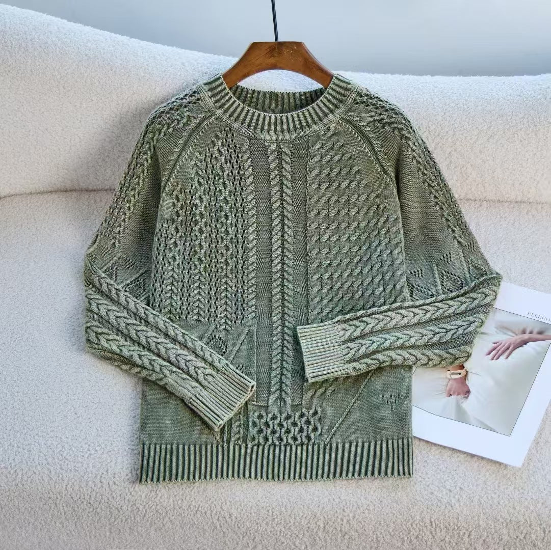 Elegant Chunky Knit Sweater with Artistic Design