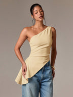 Women's Asymmetrical Top with Tiered Hem