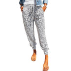 Women's Elegant Casual Trousers with Elastic Waist and Animal Print