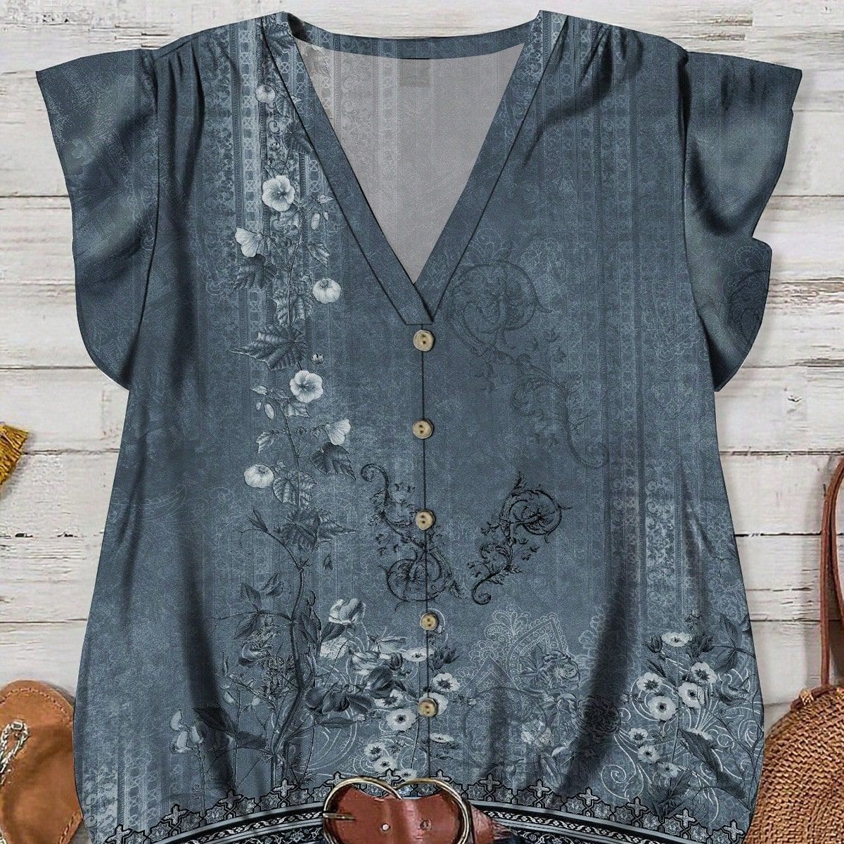 Women's Blouse with Floral Pattern