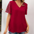 Women's Blouse with Lace Accents and V-Neck