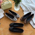 Women's Animal Print Ballet Flats with Elegant Strap