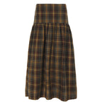 Women's Plaid Midi Skirt with High Waist and Voluminous Cut