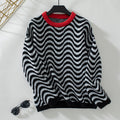 Women's Cozy Sweater with Modern Wave Patterns