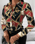 Women's Blouse with Elegant Chain Pattern